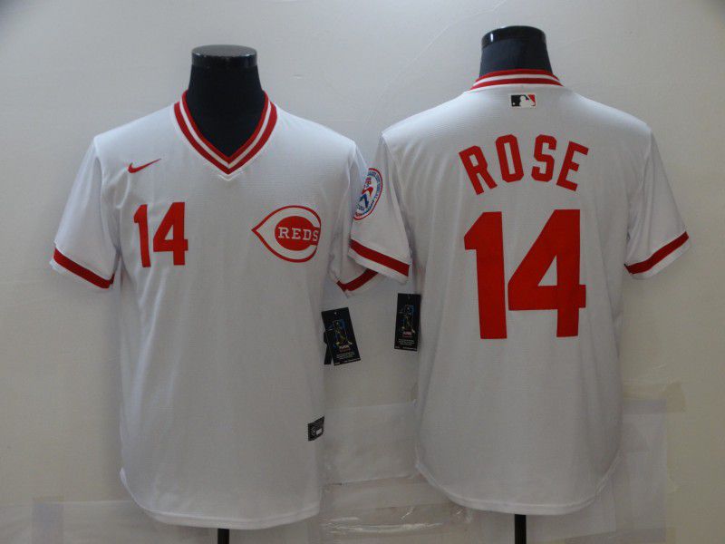 Men Cincinnati Reds #14 Rose White Game Nike MLB Jerseys